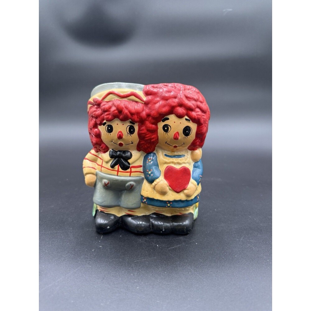 1976 Vintage Raggedy Ann Andy Planter Pot Bobbs Merrill Co. Japan Pert Wenzel 6"